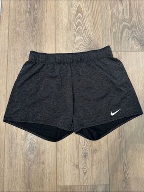 Nike Women's Charcoal Athletic Shorts with White Swoosh